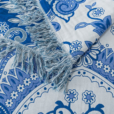Floral Tassel Soft Lightweight Sofa Throw Blanket