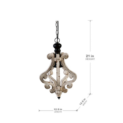 Farmhouse Chandelier, Dilapidated White Chandelier French Country Wood Chandelier For Living Room Foyer, Bulb Not Included