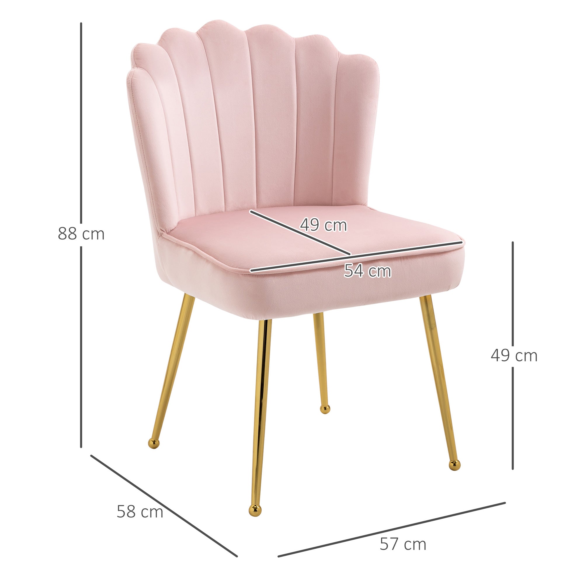 Velvet-Feel Shell Accent Chair - Pink